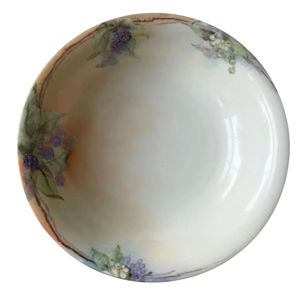Antique Bavarian Porcelain Blackberry Berry Bowl Set 1919 Hand Painted Germany 7